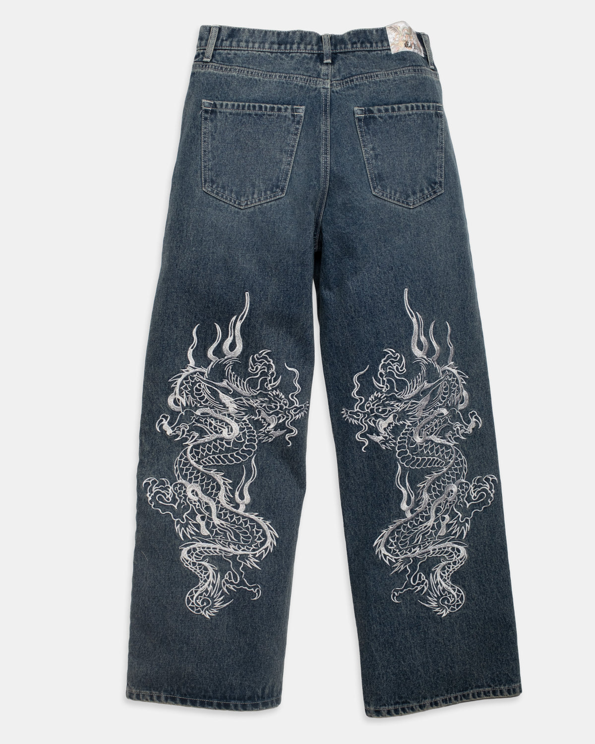 DRAGONS BAGGY WIDE LEG JEAN EMBROIDERED