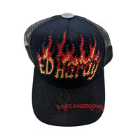 Flame Logo Rhinestone Trucker Hat