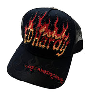 Flame Logo Rhinestone Trucker Hat