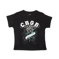 edhardyoriginals S / BLACK CBGB NY Rose Cap Sleeve Tee