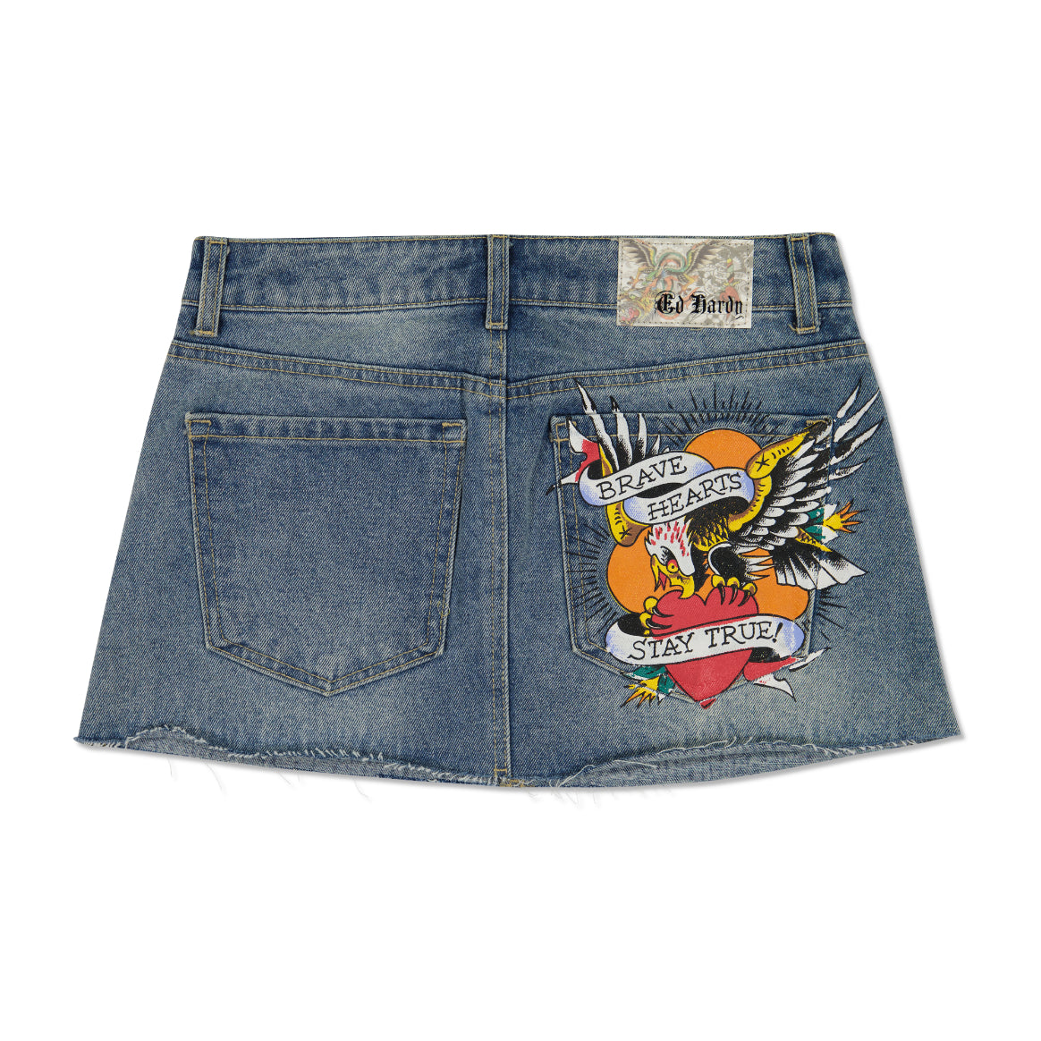 Brave Eagle Mini Denim Skirt - edhardyoriginals