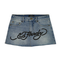 edhardyoriginals XS / Light Wash Brave Eagle Mini Denim Skirt