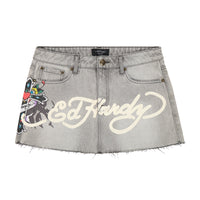 edhardyoriginals XS / GREY WASH Cross Denim Mini Skirt