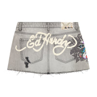 edhardyoriginals XS / GREY WASH Cross Denim Mini Skirt