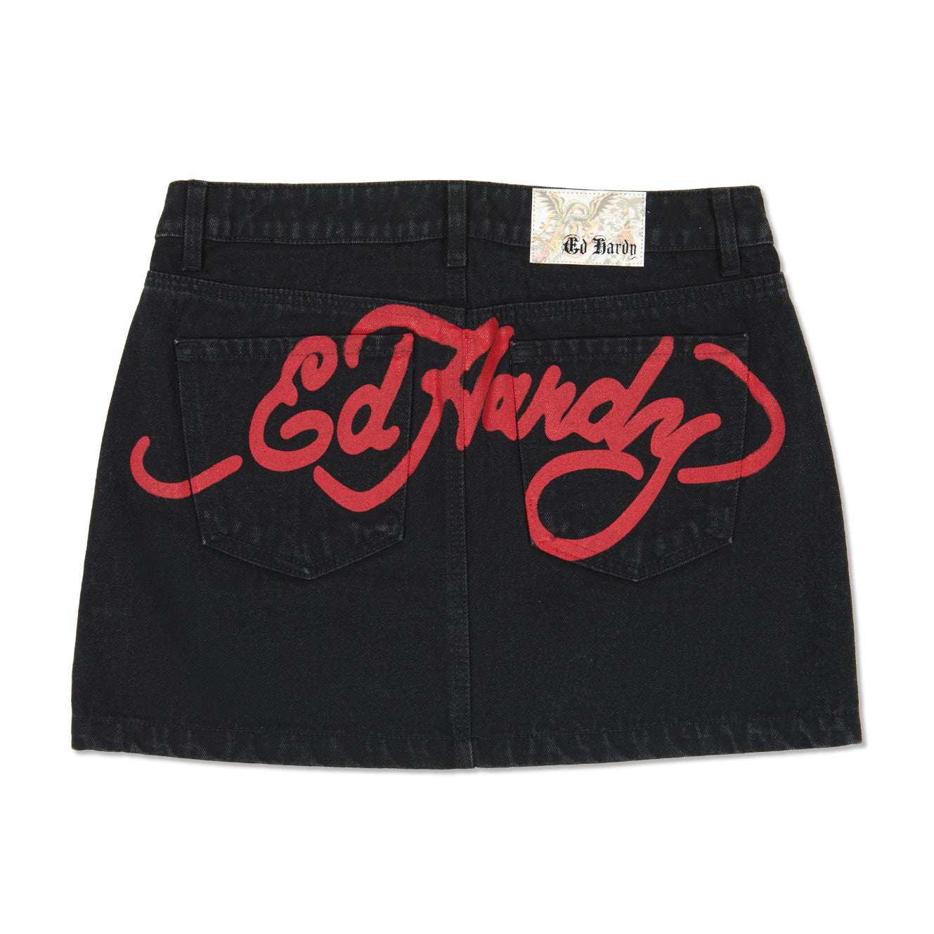 Tigers Zipper Front Mini Denim Skirt - edhardyoriginals