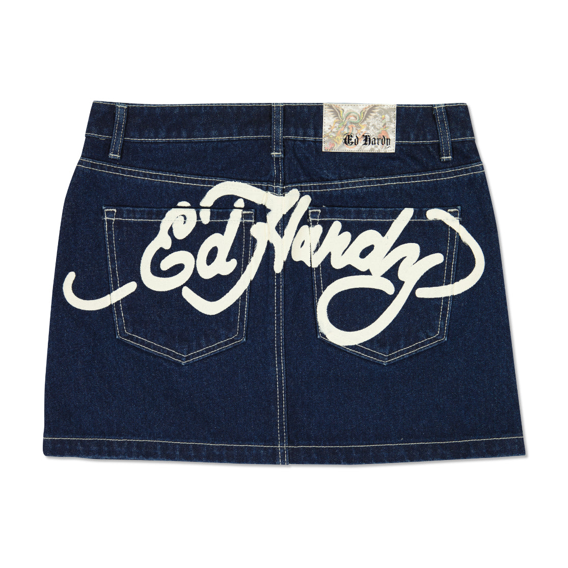Panther Zipper Front Mini Denim Skirt - edhardyoriginals