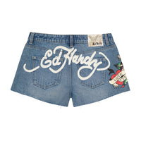 edhardyoriginals XS / LT VINTAGE Love Eternal Denim Shorts