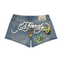 edhardyoriginals S / LIGHT TINT Butterflies Denim Short