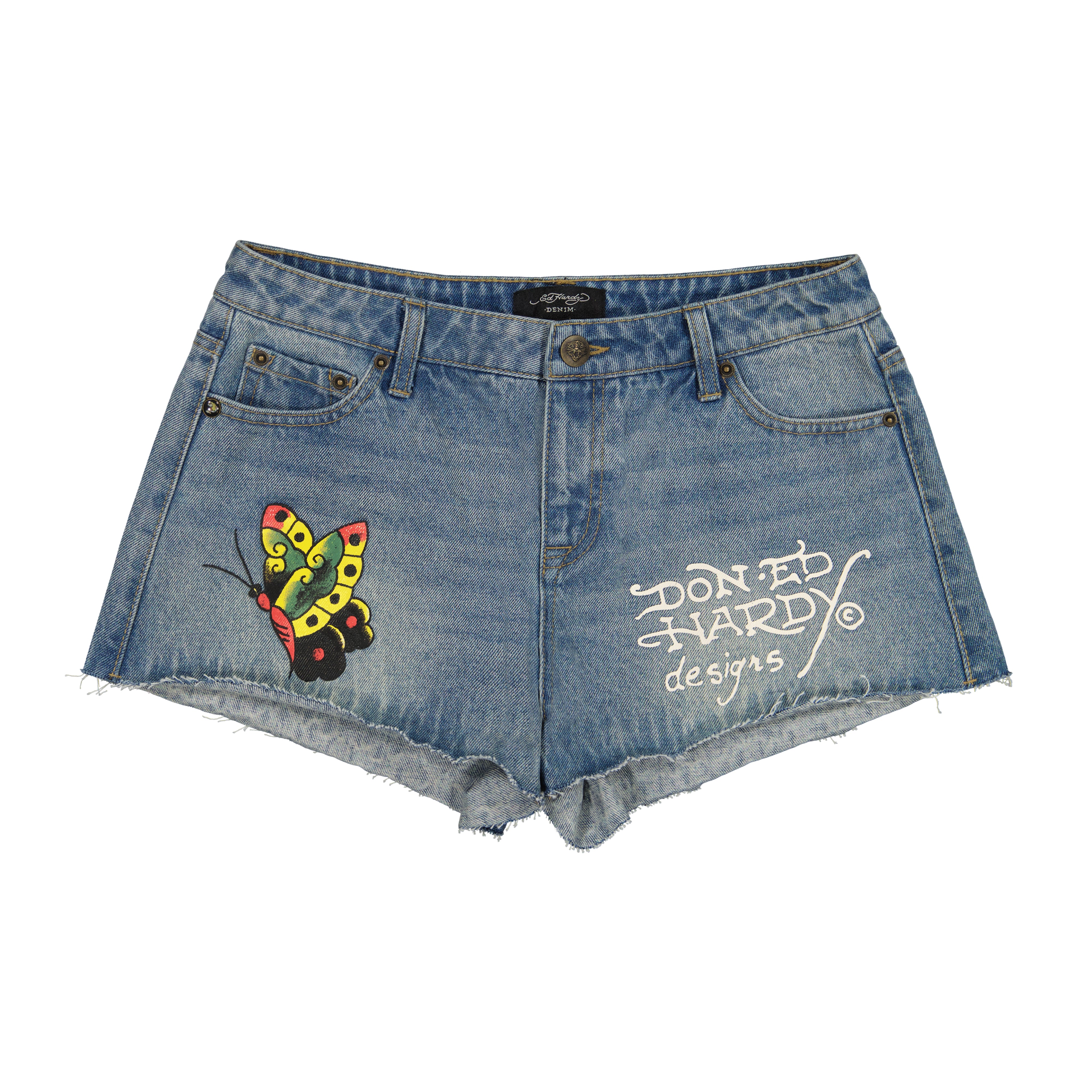 edhardyoriginals S / LIGHT TINT Butterflies Denim Short