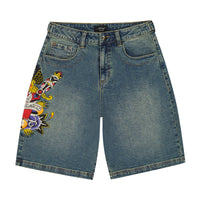 edhardyoriginals S / MEDIUM TINT Pierced Eagle Denim Jort
