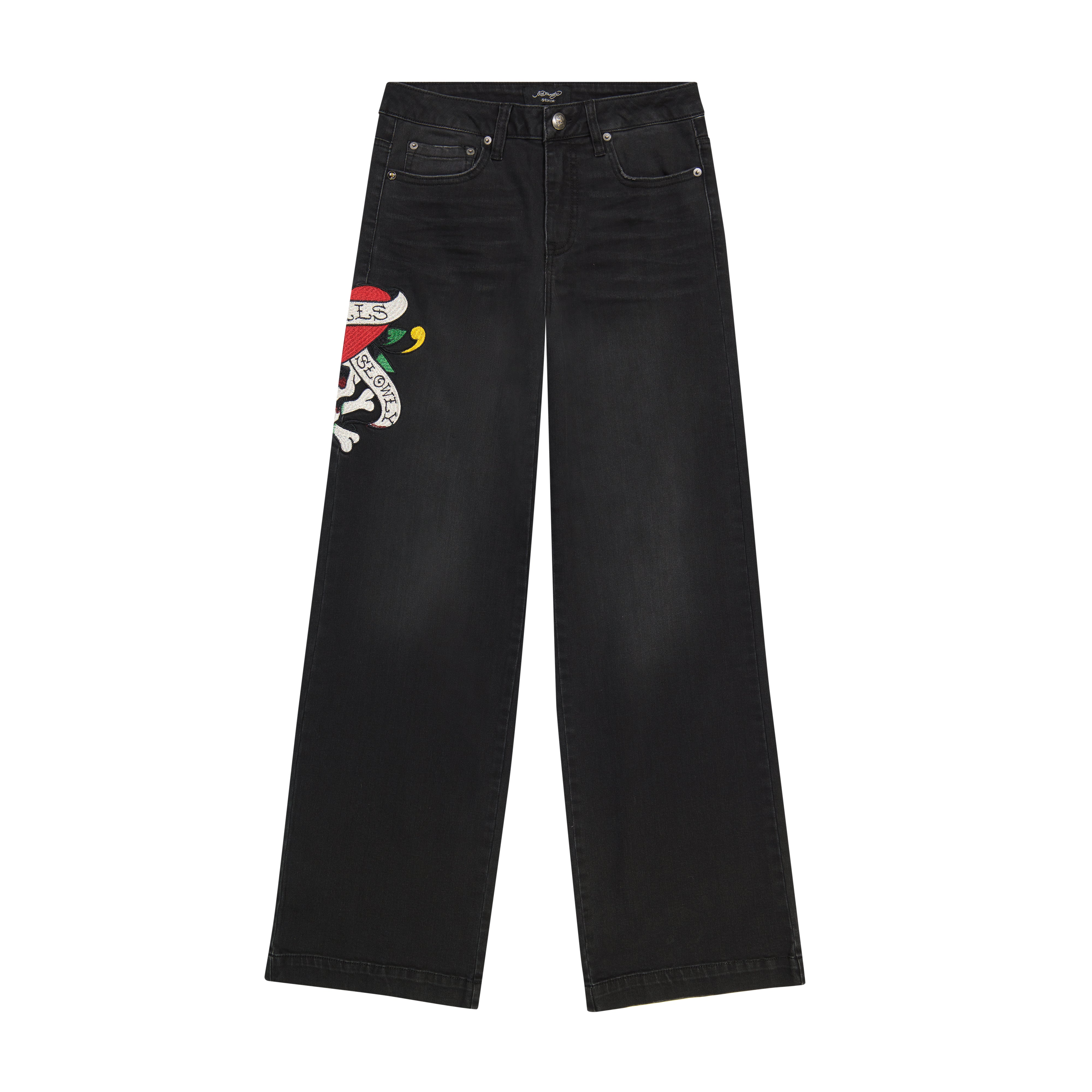 edhardyoriginals 24 / Faded Black LKS Skull Wide Leg Jean