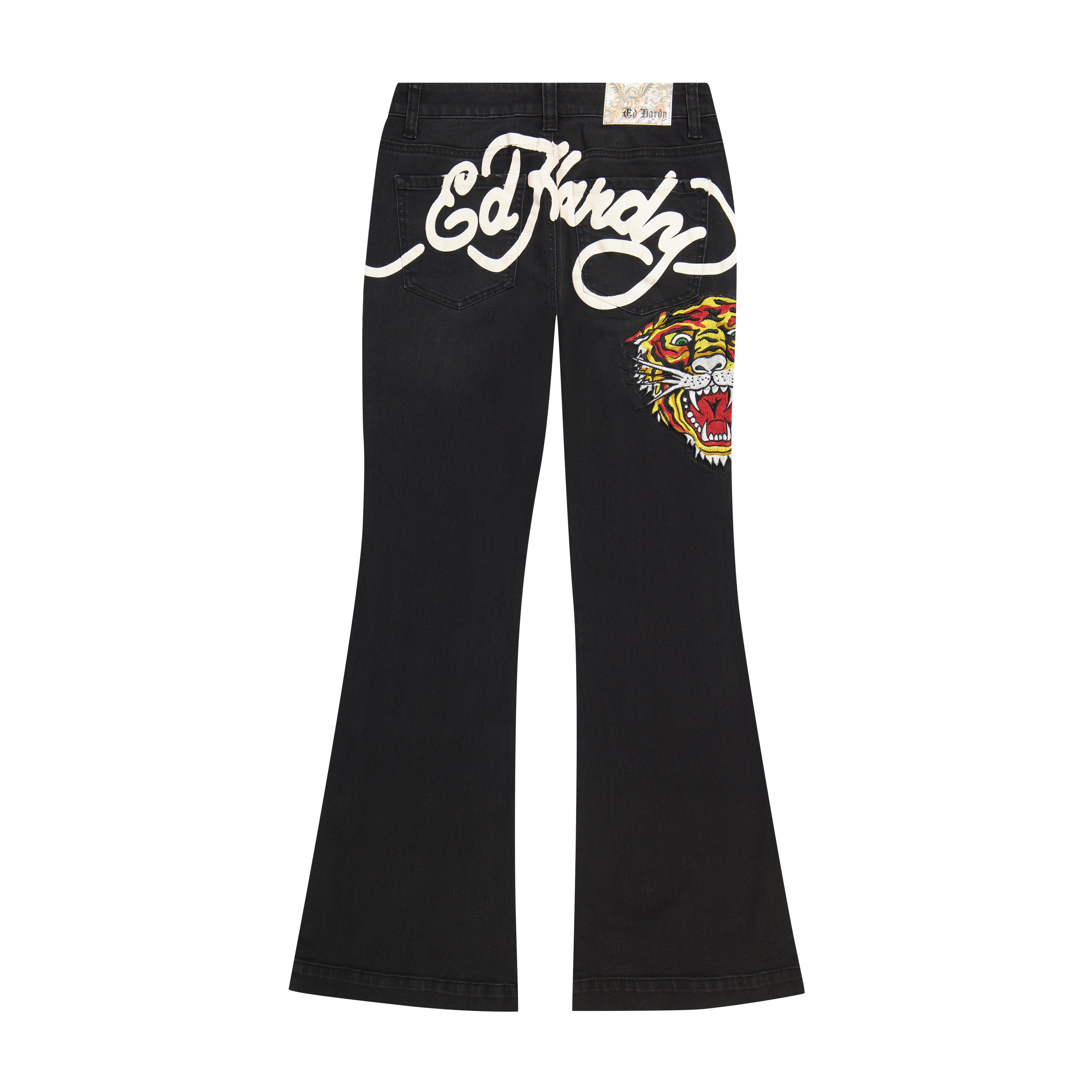 edhardyoriginals 24 / Faded Black Tiger Head Slim Flare Jean