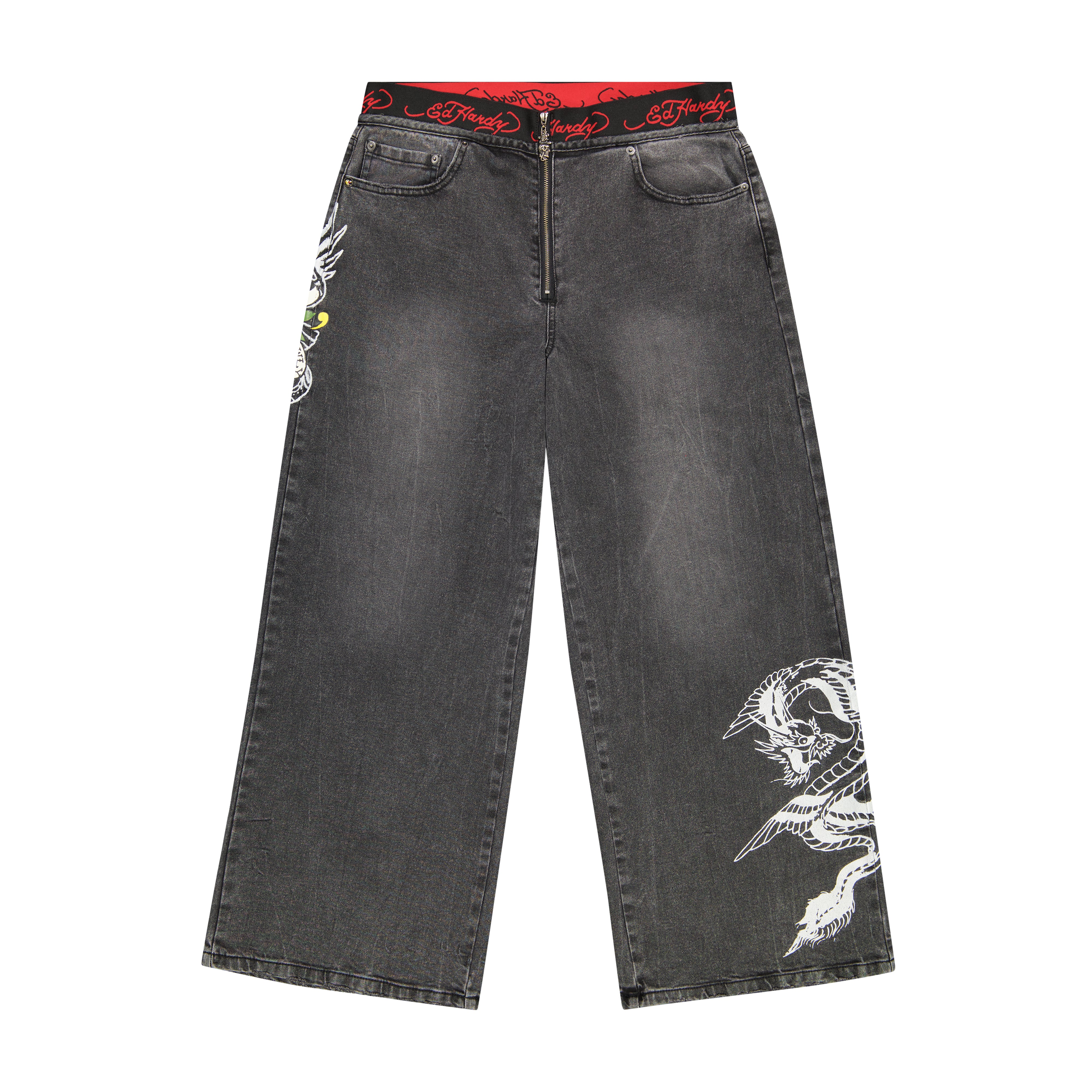 edhardyoriginals 24 / Vintage Grey LKS Dragon Elastic Band Jeans