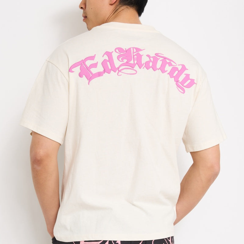 edhardyoriginals S / IVORY Panthers Puff Print Boxy Tee