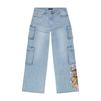 edhardyoriginals 24 / Retro Light Wash Tiger Flowers Cargo Jean