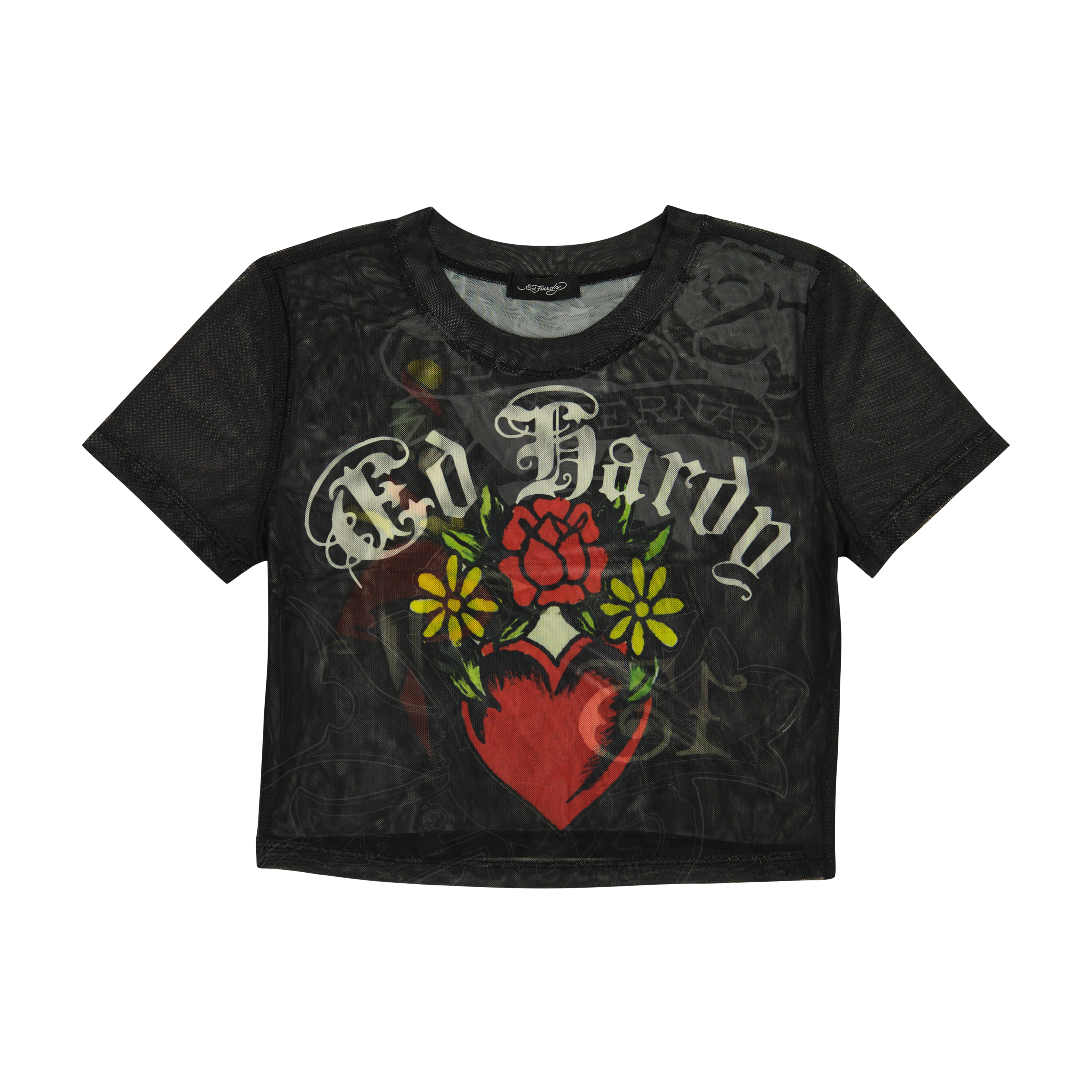edhardyoriginals XS / BLACK Heart Tiger Power Mesh Baby Tee