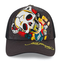 edhardyoriginals CHARCOAL / OS Ace Skull Trucker Hat
