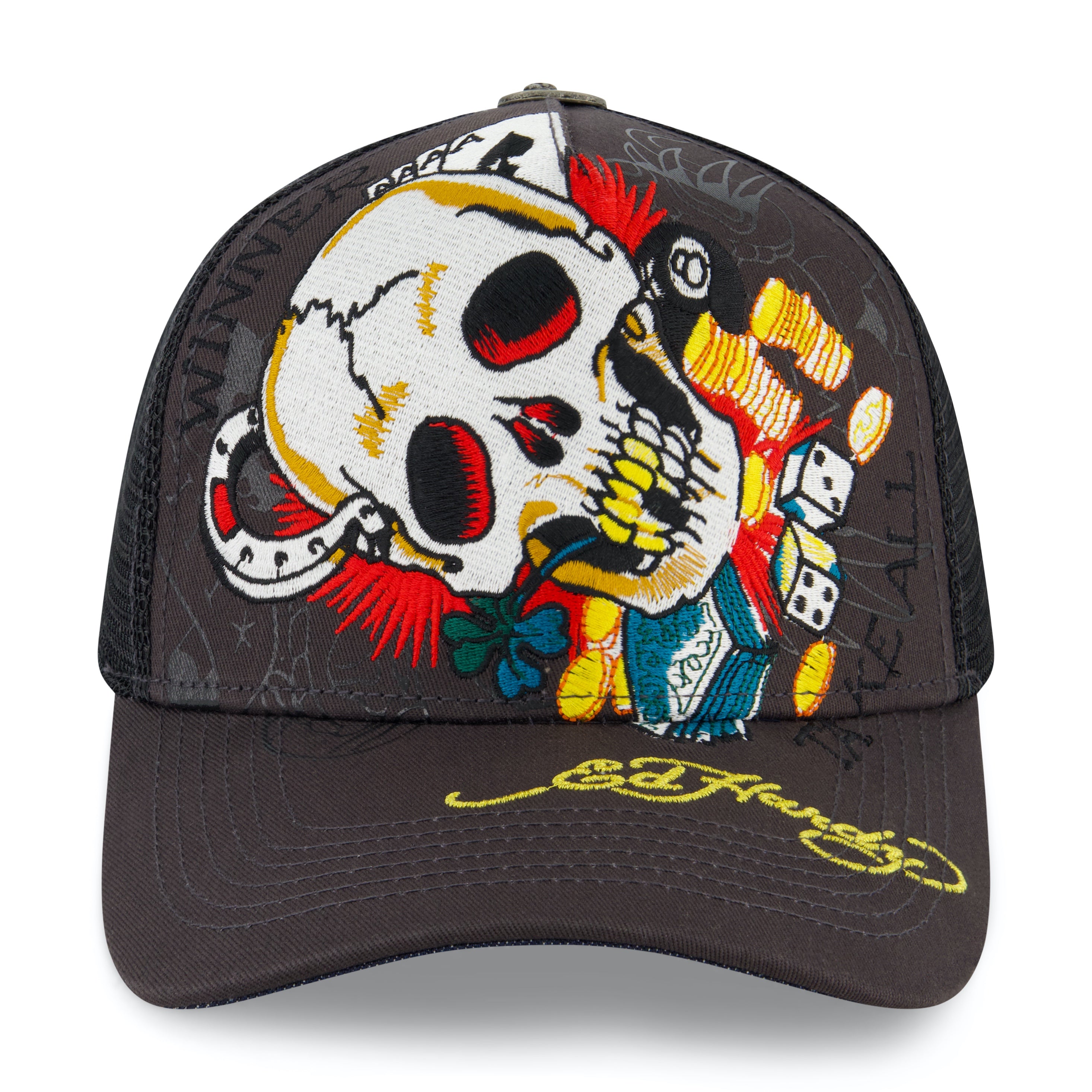 edhardyoriginals CHARCOAL / OS Ace Skull Trucker Hat