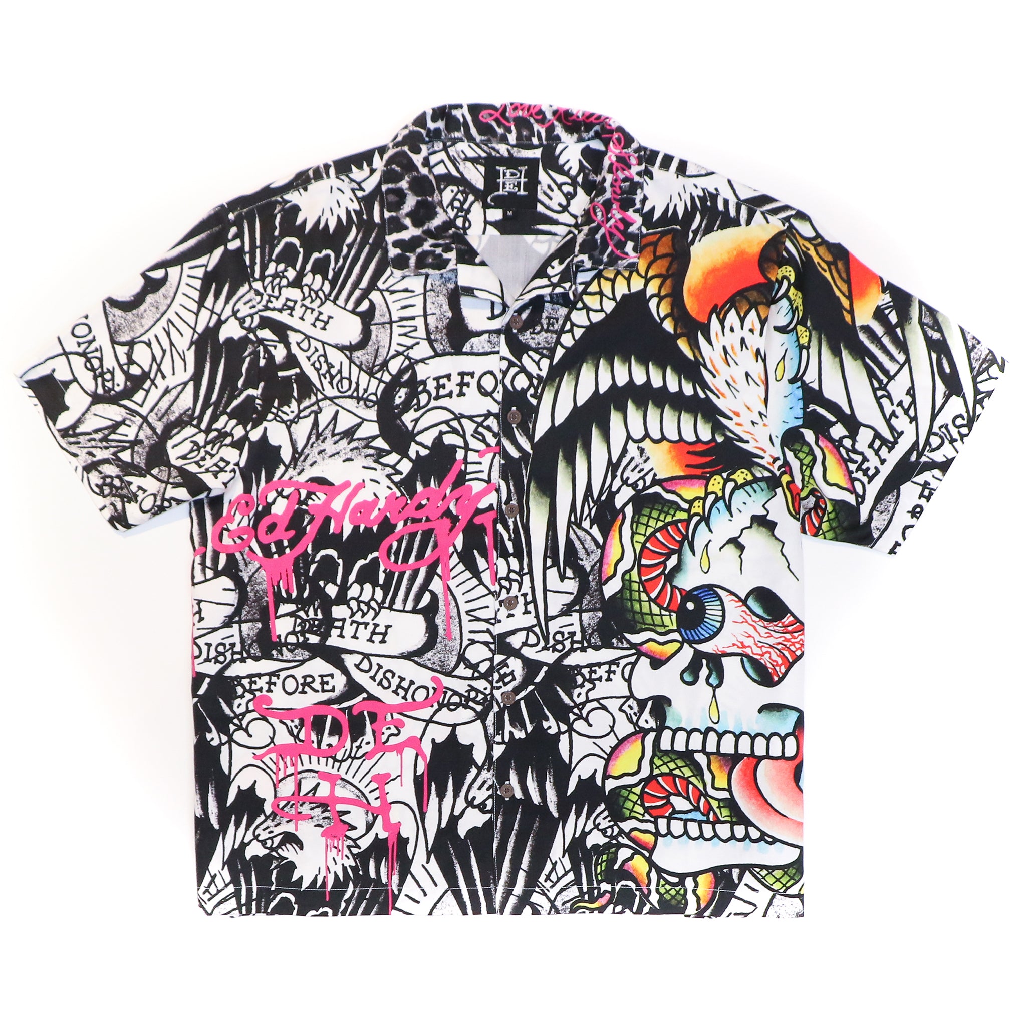 Battle Skull Boxy Camp Shirt - edhardyoriginals