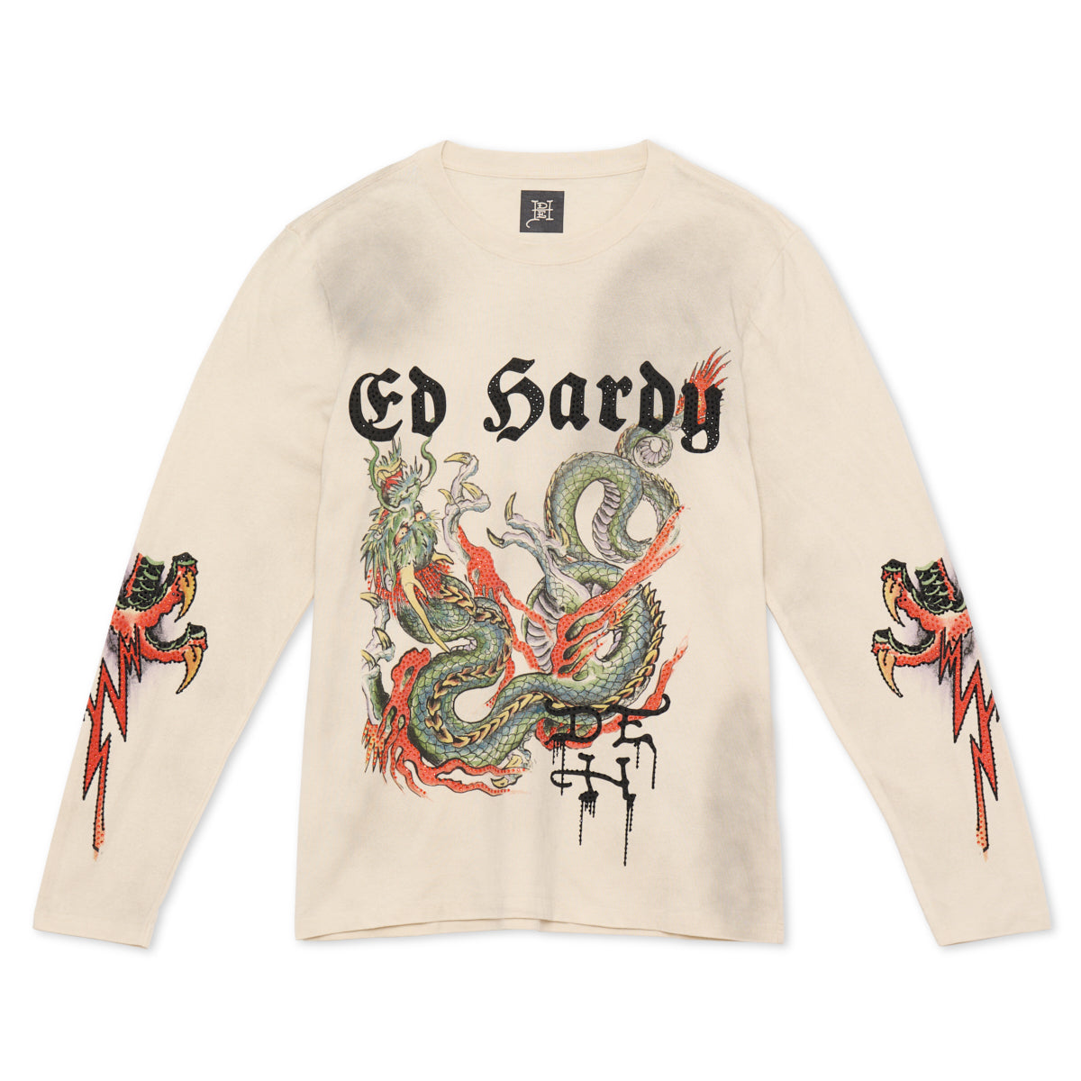Limited Edition Rhinestone Dragon Ls Tee - edhardyoriginals