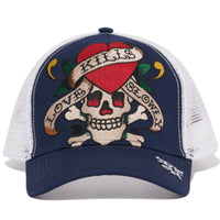 edhardyoriginals O/S / Navy Heart Skull Trucker Hat