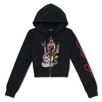 edhardyoriginals XS / BLACK Nyc Skull Cropped Hoodie