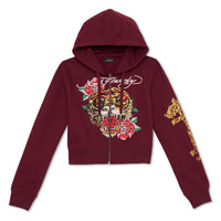 edhardyoriginals XS / SANGRIA Retro Tiger Cropped Hoodie