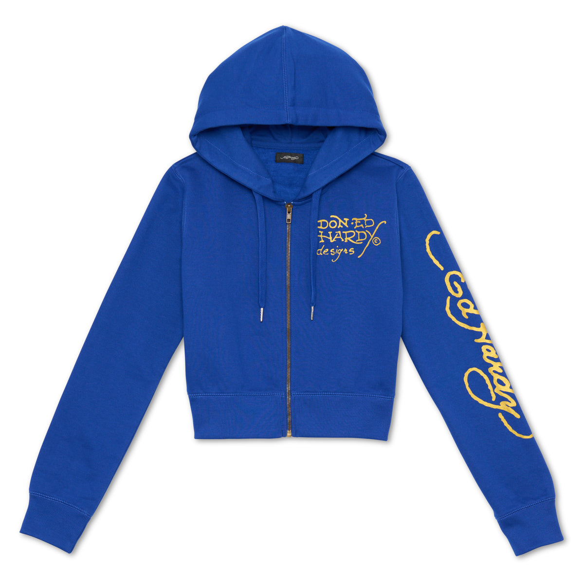 edhardyoriginals XS / COBALT Tiger Lotus Cropped Hoodie