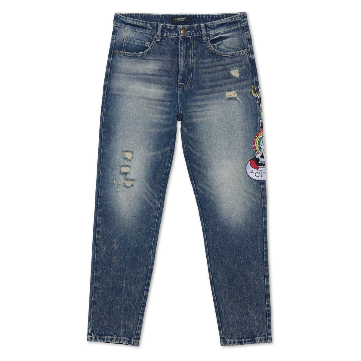 NYC Skull Slim Taper Jean - edhardyoriginals