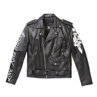 edhardyoriginals S / Black Tiger Painted Leather Jacket - Custom