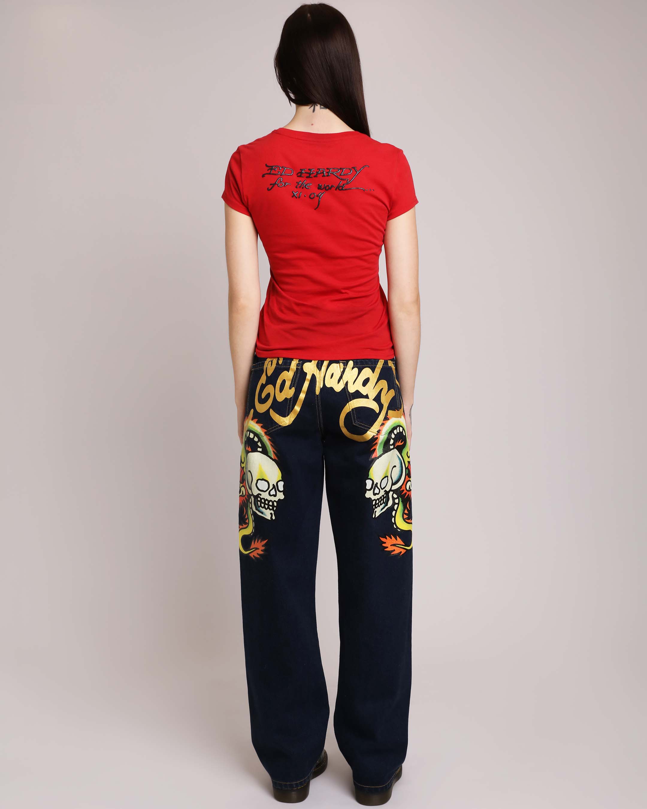 Flame Rose Puff Print Fitted Tee