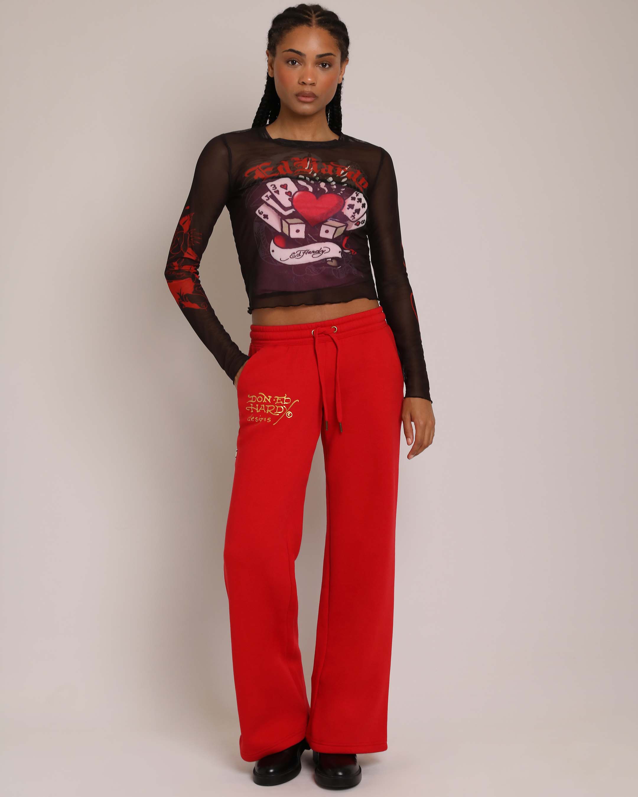 Gamble Heart Long Sleeve Mesh Top