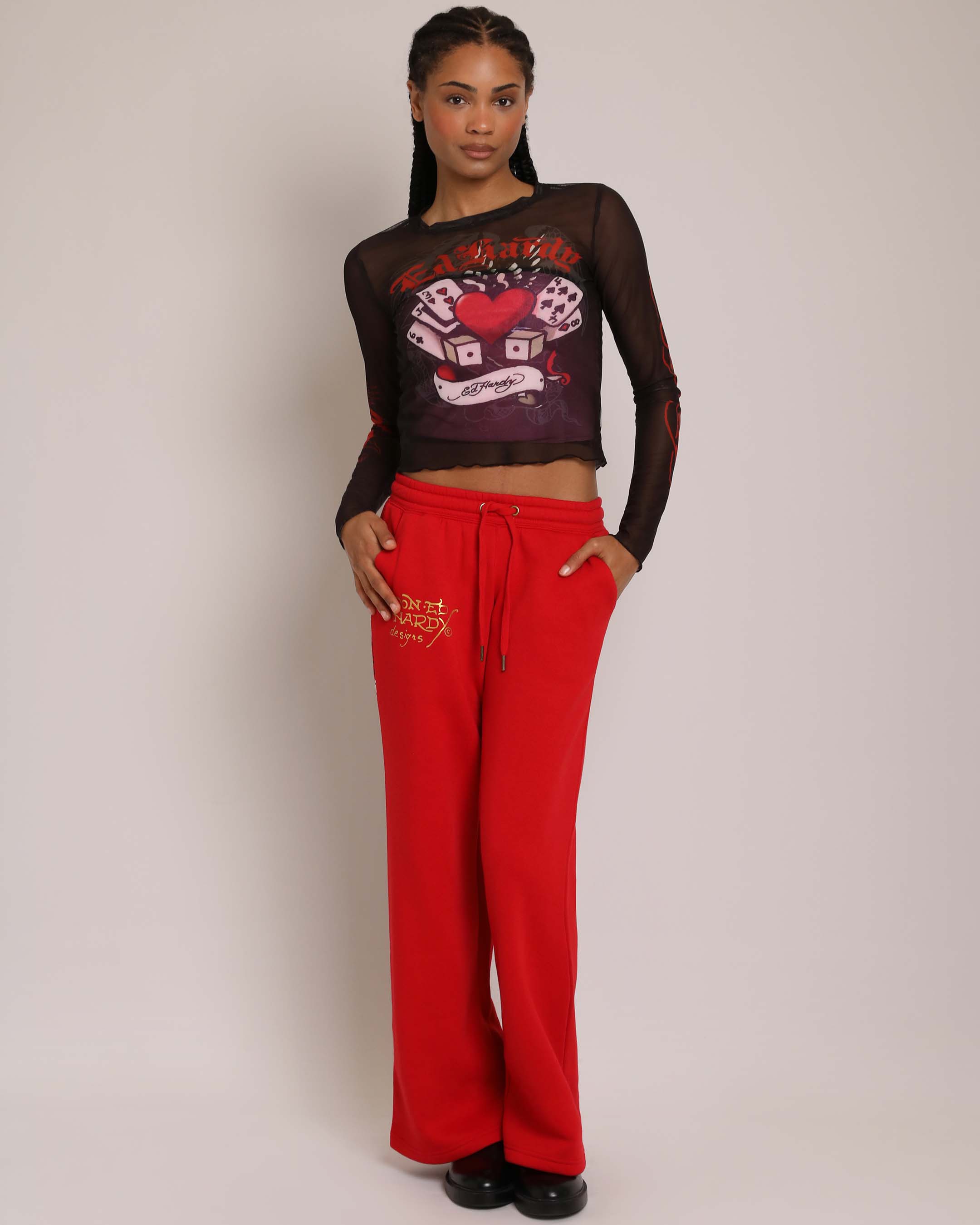 Gamble Heart Long Sleeve Mesh Top