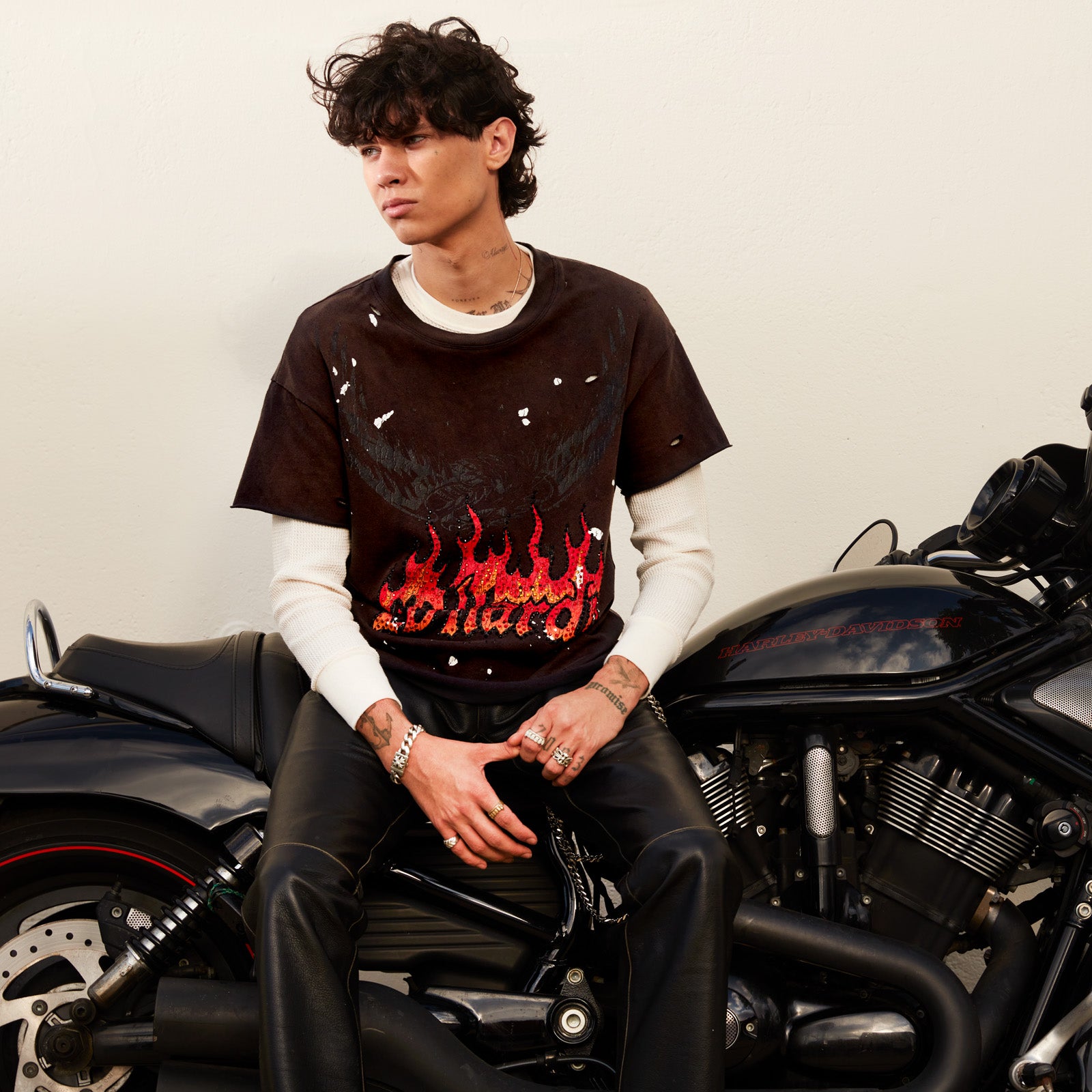 Eagle Flame Cropped Mens Boxy Tee