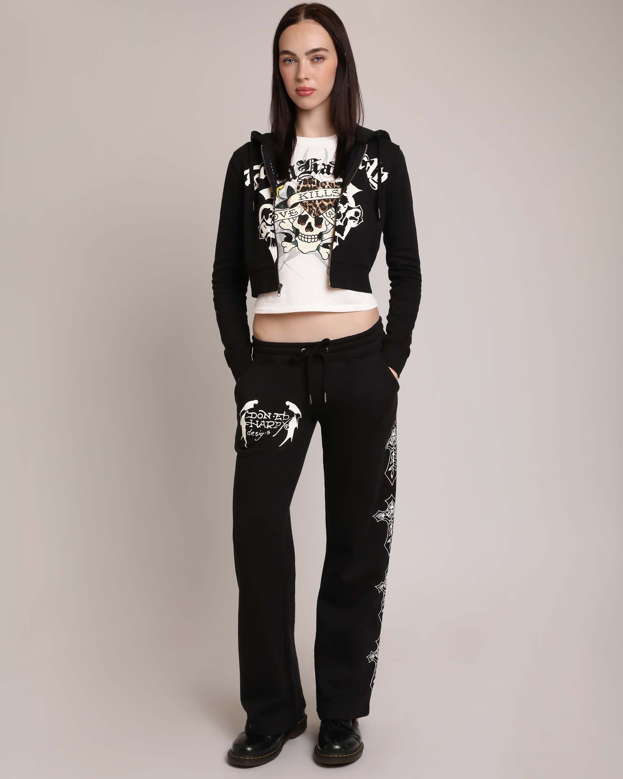 Black and White Crosses Sweatpants