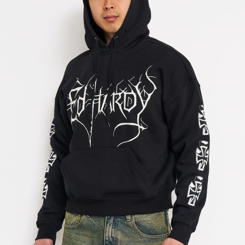 Cyber Crosses Puff Print Boxy Hoodie