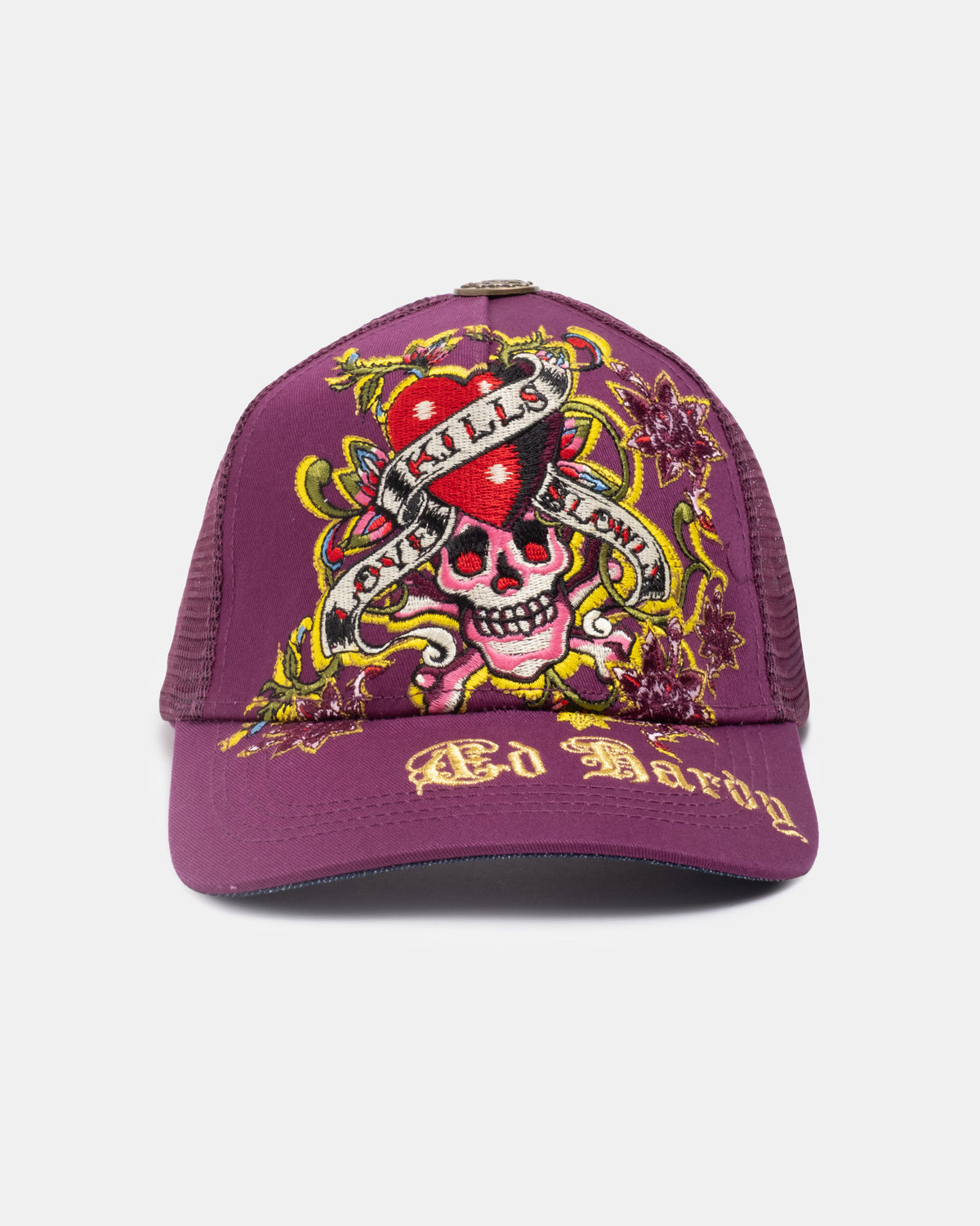 LSK SKULL ROSE TRUCKER HAT