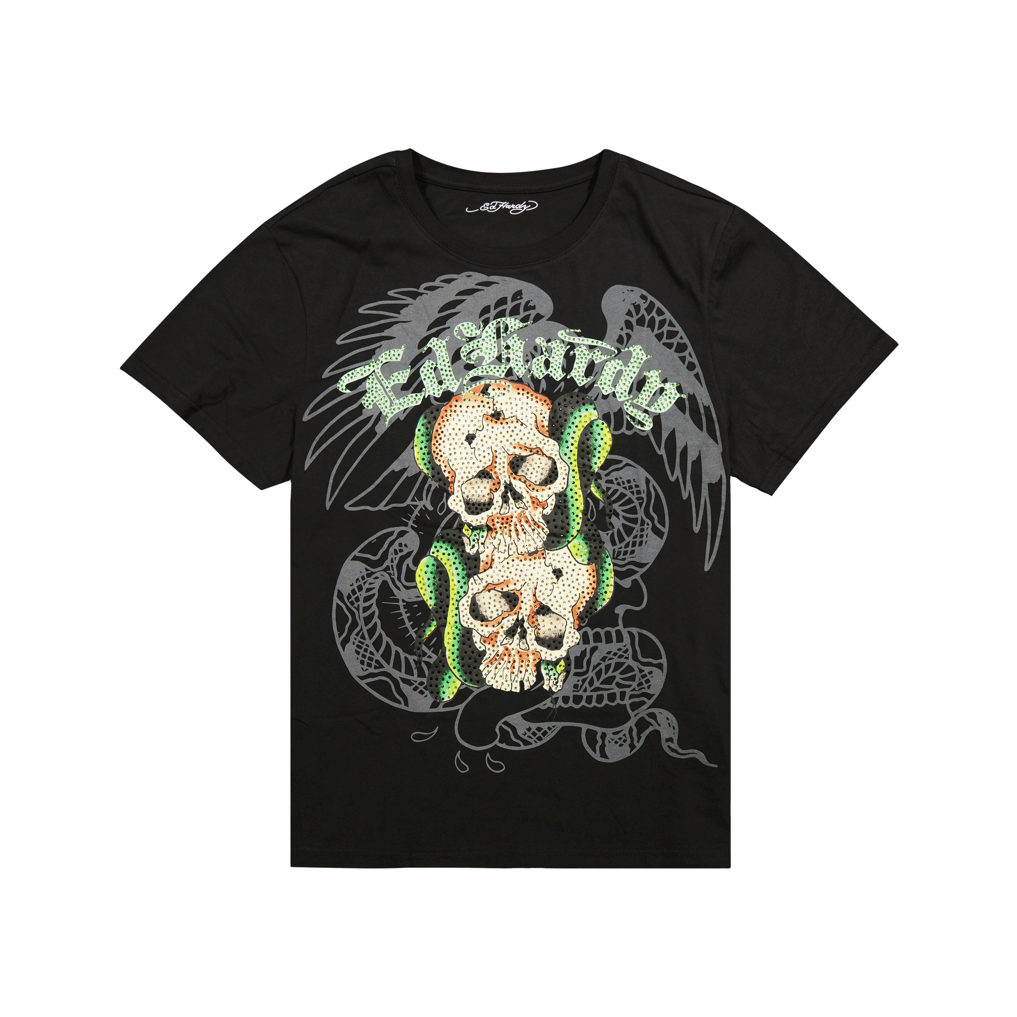 Skull Snakes Mens Rhinestone SS Tee