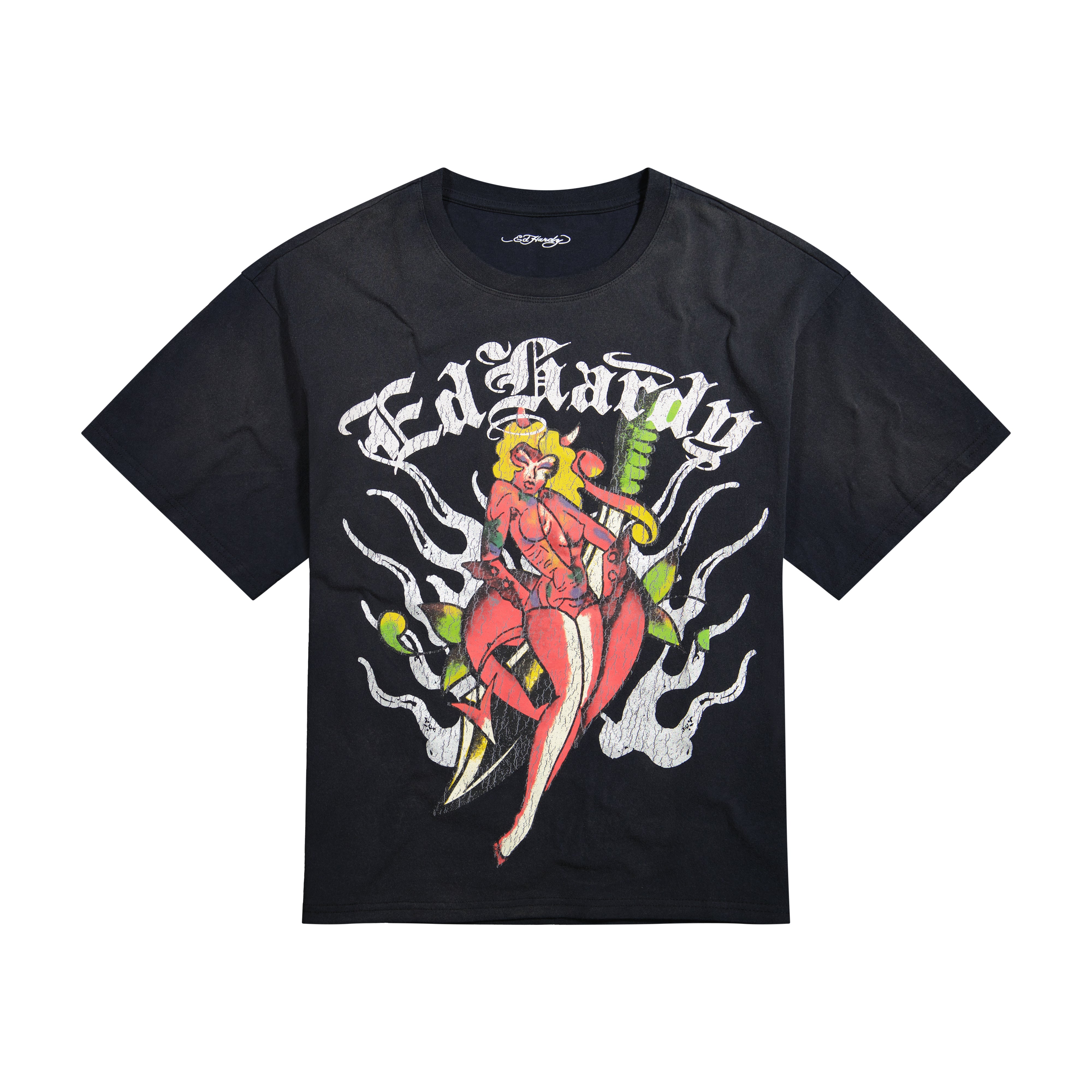 edhardyoriginals S / SUNFADE BLACK Dagger Pinup Boxy Tee