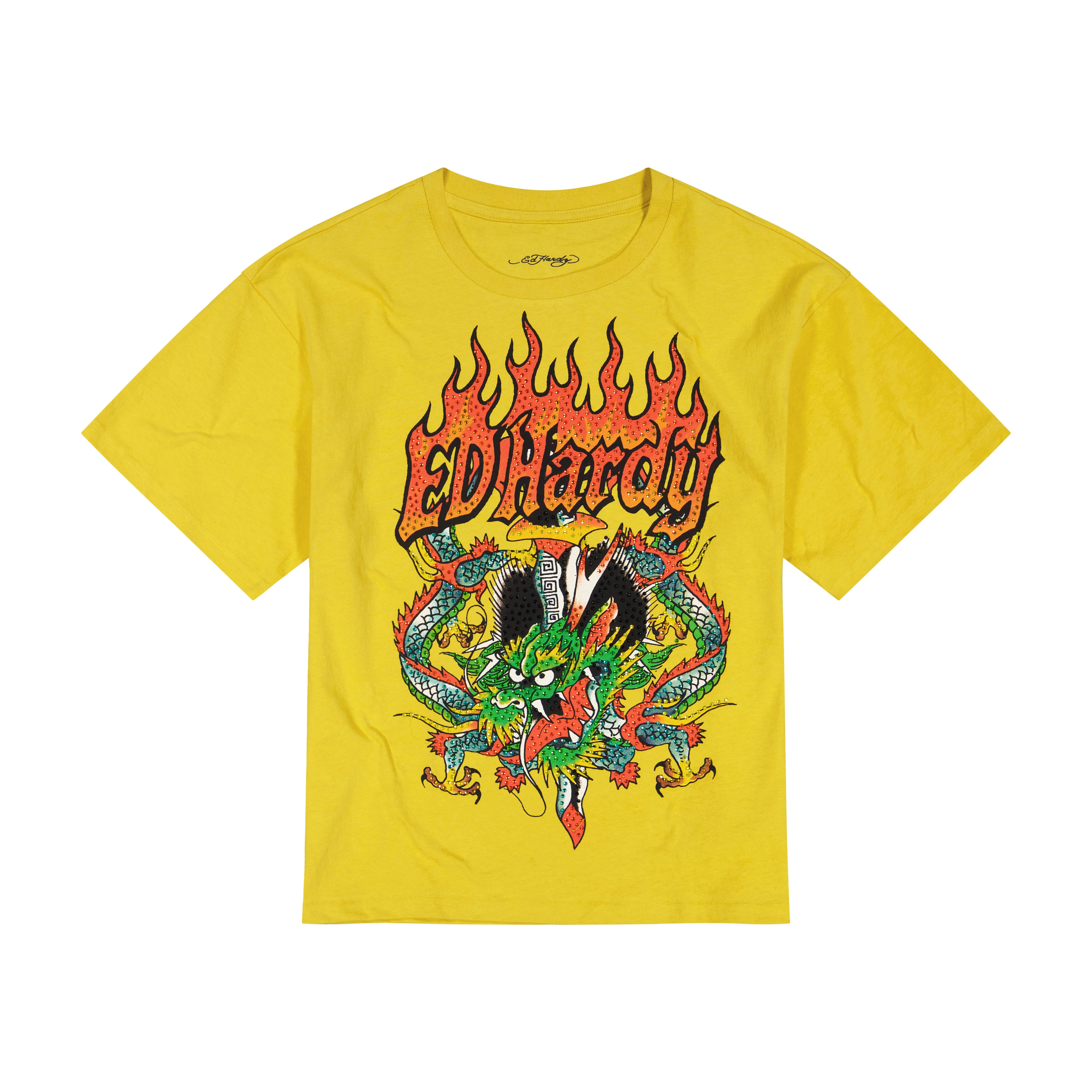 Dragons Rhinestone Boxy Tee | Men's Y2K Tee | Ed Hardy