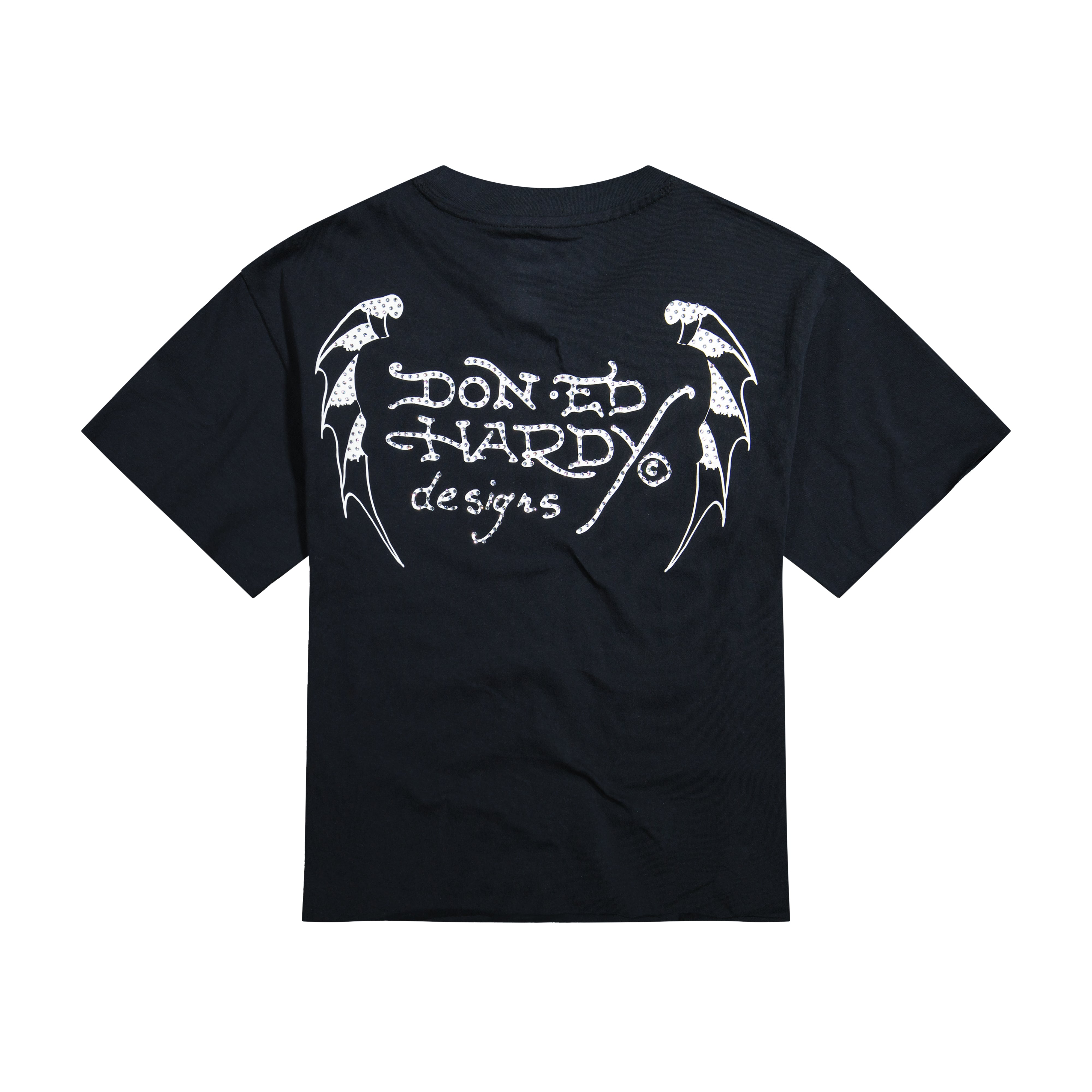 edhardyoriginals S / BLACK Crosses Rhinestone Boxy Cropped Tee