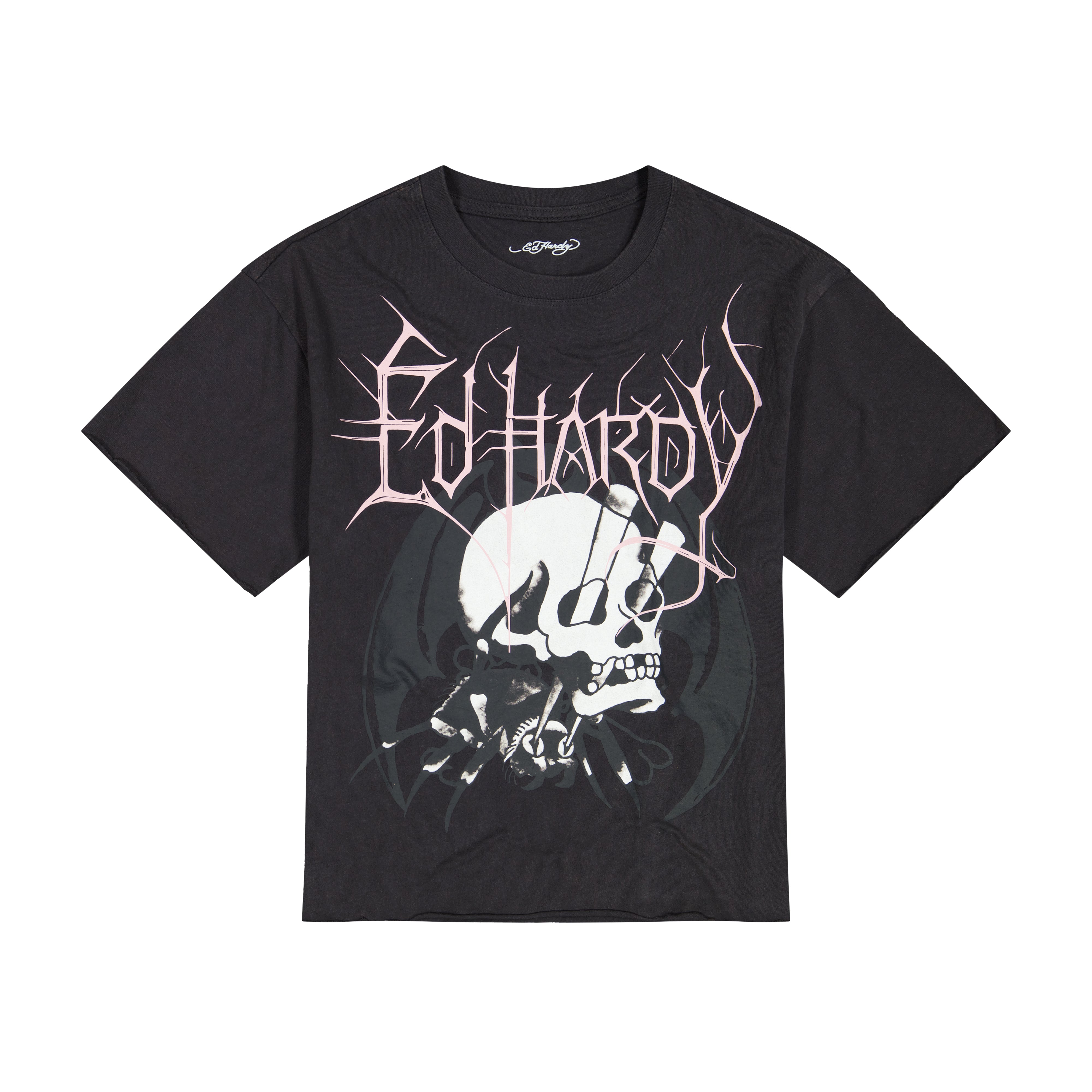 edhardyoriginals S / MINERAL GREY Spider Skull Boxy Cropped Tee