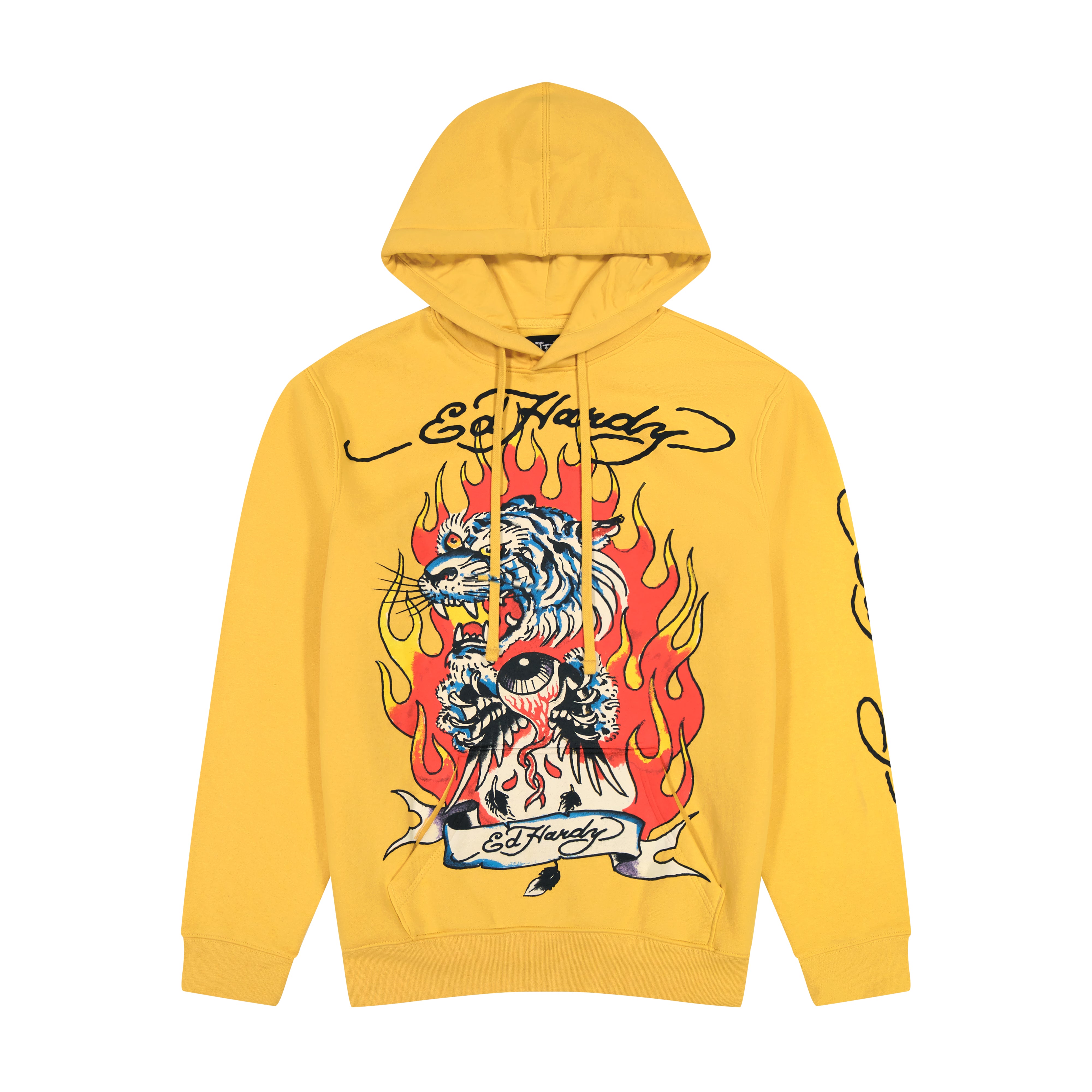 Fire Tiger Golden Yellow Pullover Hoodie