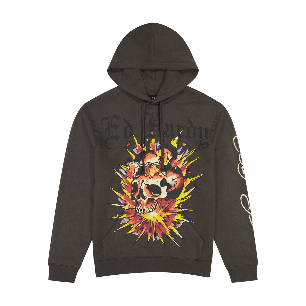 Exploding Apple Skull Exploding Skull Charcoal Pullover Hoodie