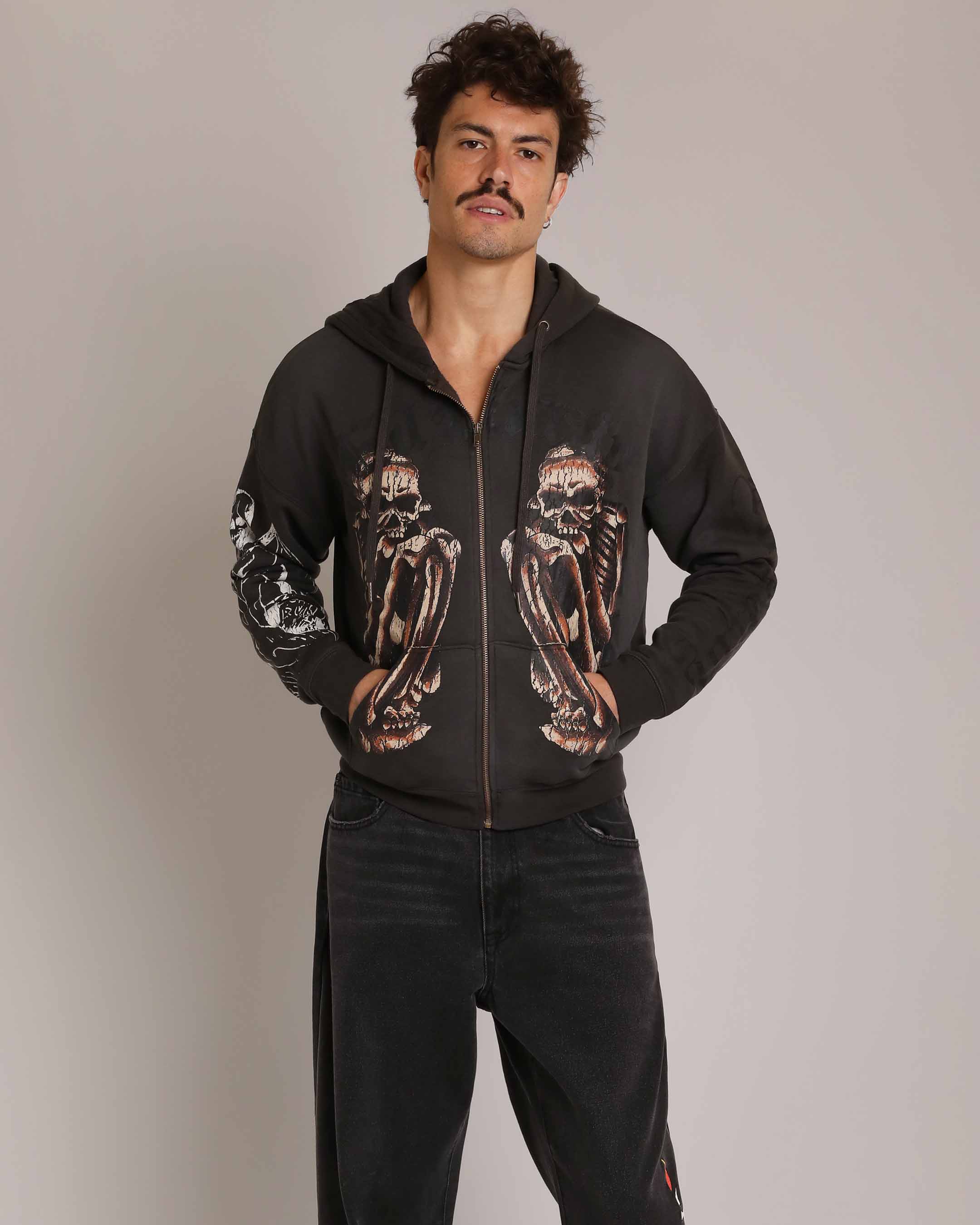 Skeles Boxy Zip Hoodie - Sunfade Grey
