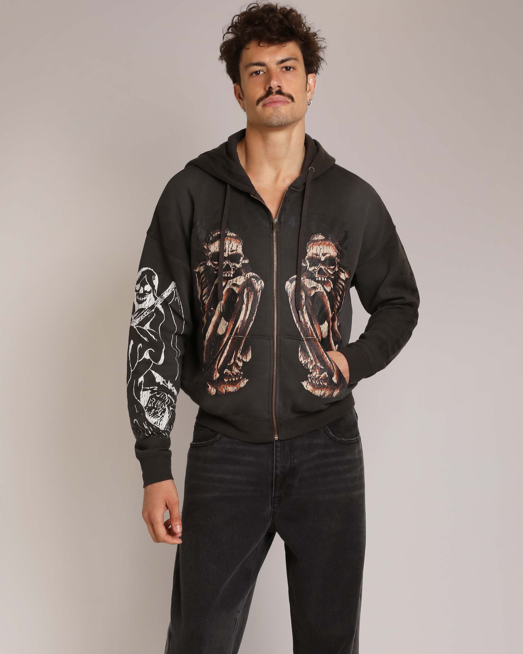 Skeles Boxy Zip Hoodie - Sunfade Grey