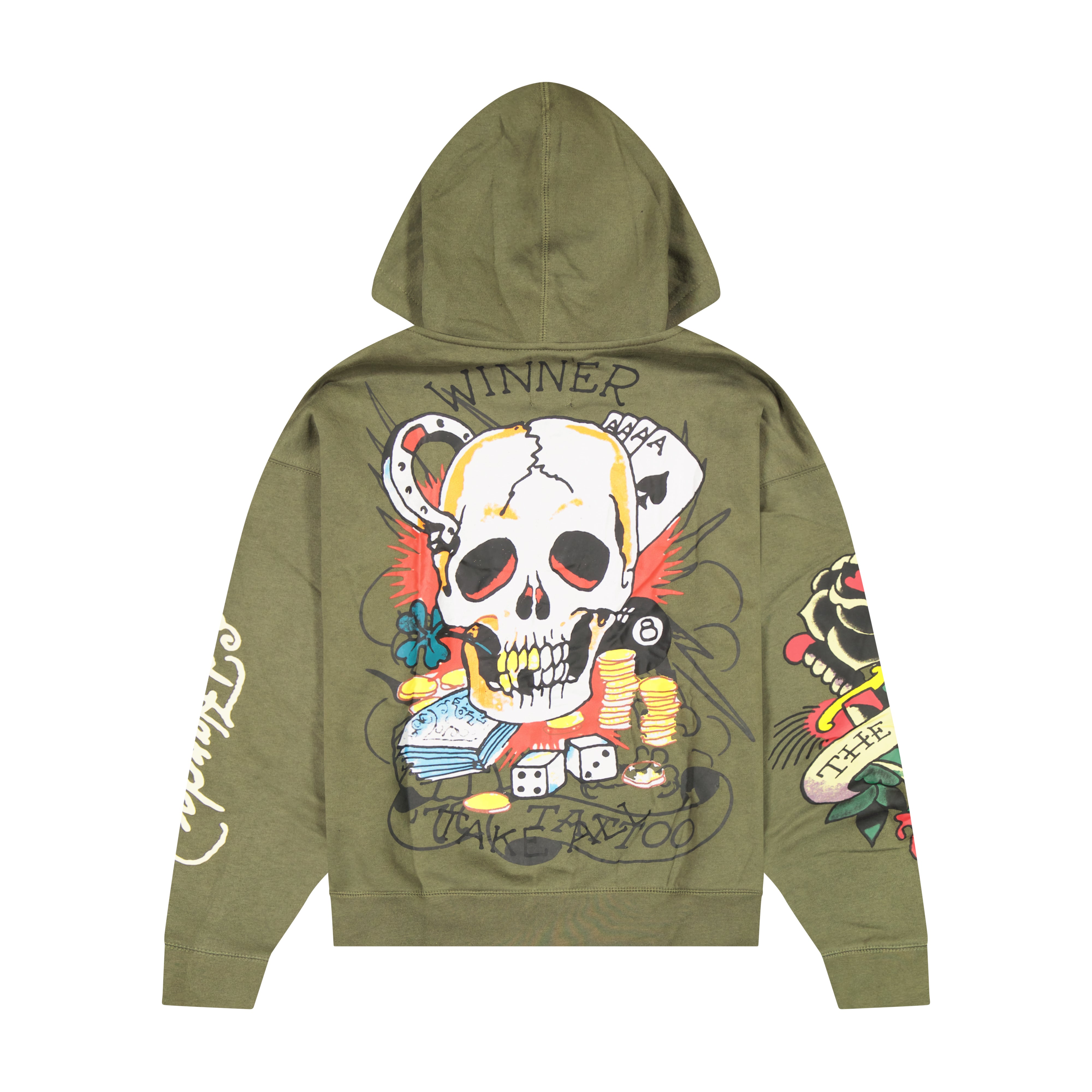 edhardyoriginals S / ARMY GREEN Snakes Boxy Zip Hoodie