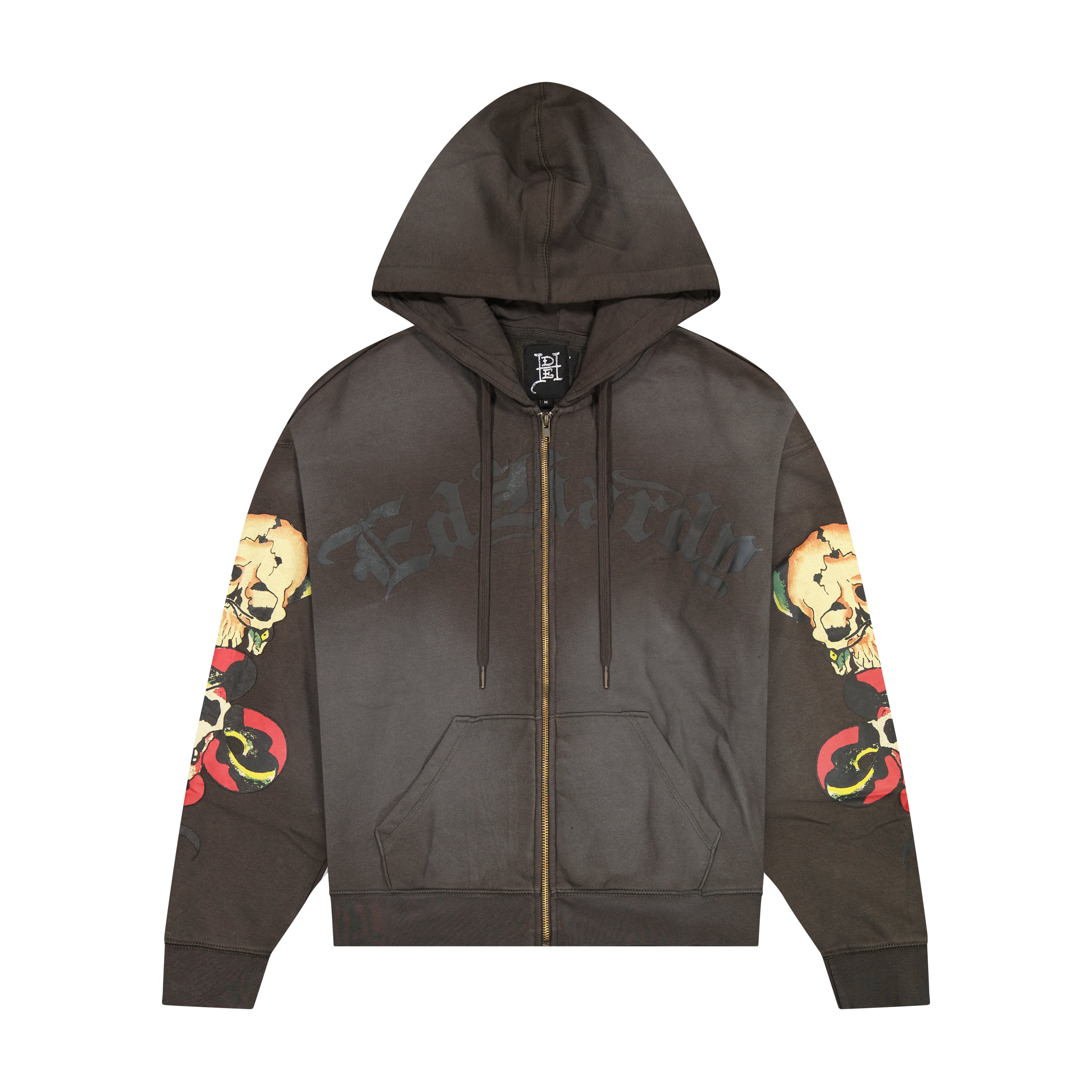 edhardyoriginals S / SUNFADE GREY Skulls Boxy Zip Hoodie