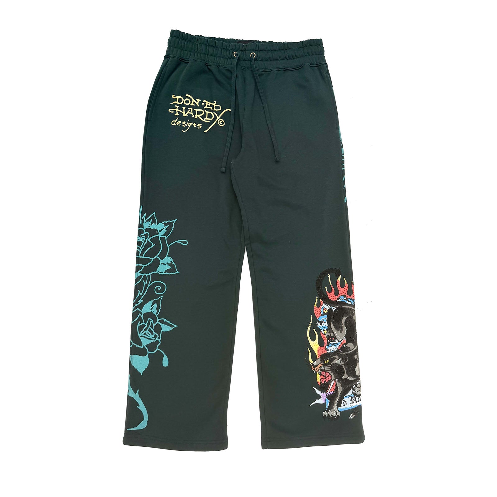 Fire Panther Rhinestone Baggy Sweatpants