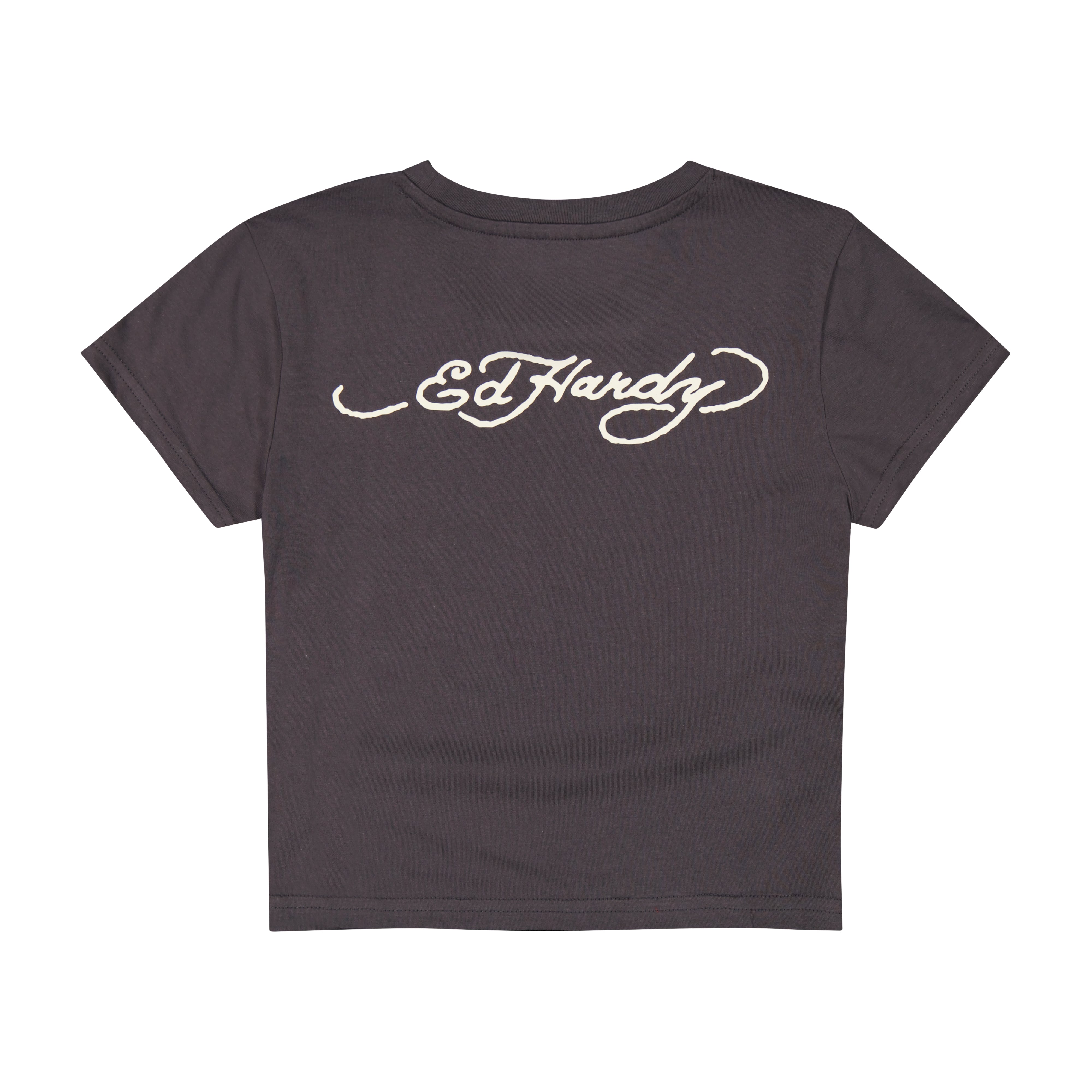 Rose Heart Baby Tee - Charcoal